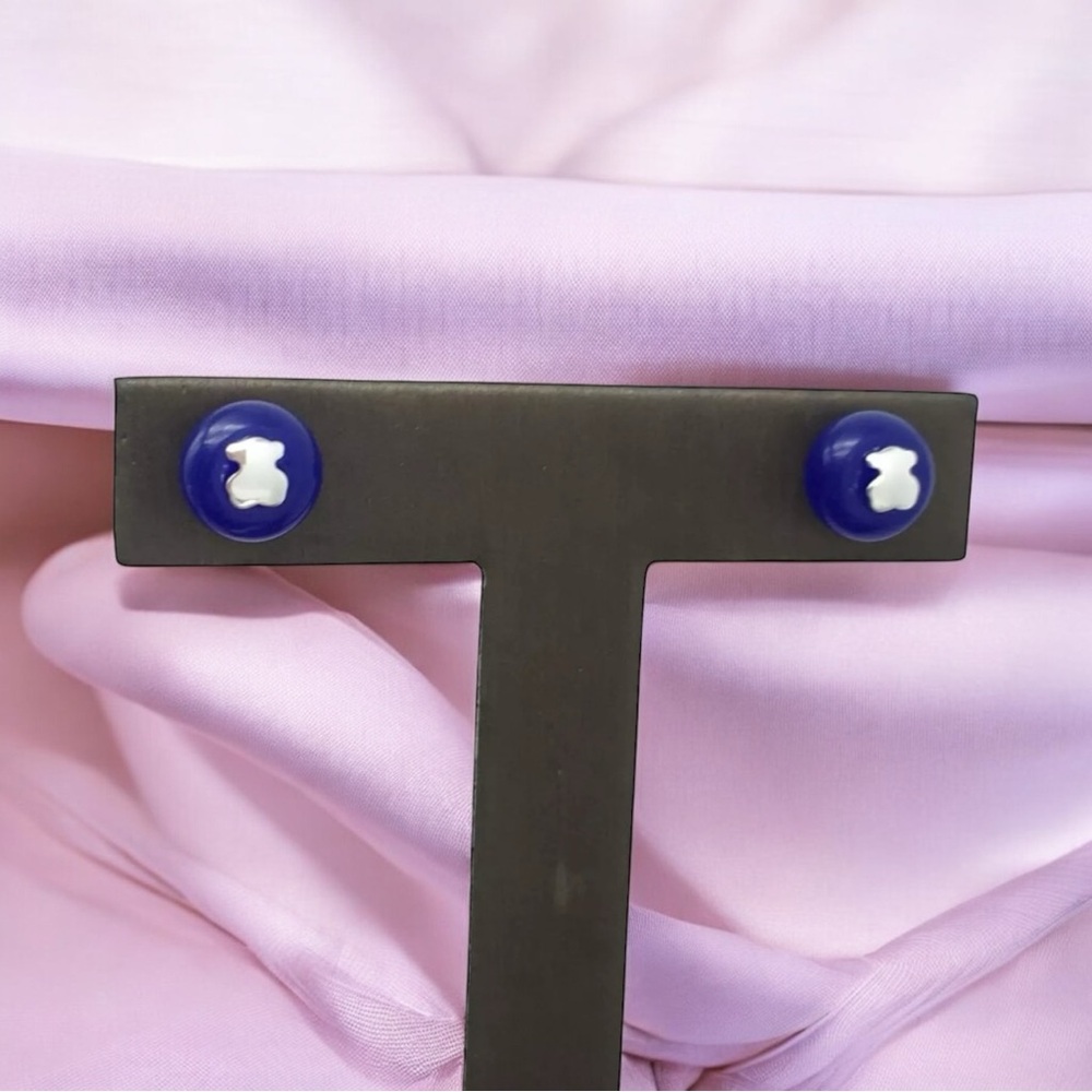 Tous Blue and White Bear Stud Earrings